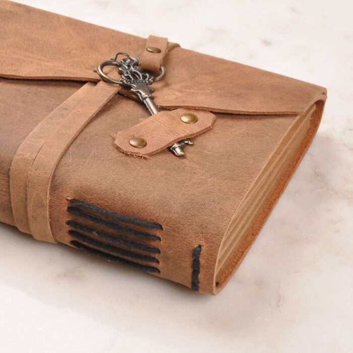 Antique Key Figured Leather Handmade Journal Notebook, Personalized Craft Rolling Paper, Gift for Her, Travel Notebook, Christmas Gift - Image 4