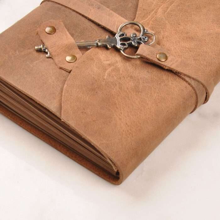 Antique Key Figured Leather Handmade Journal Notebook, Personalized Craft Rolling Paper, Gift for Her, Travel Notebook, Christmas Gift - Image 3