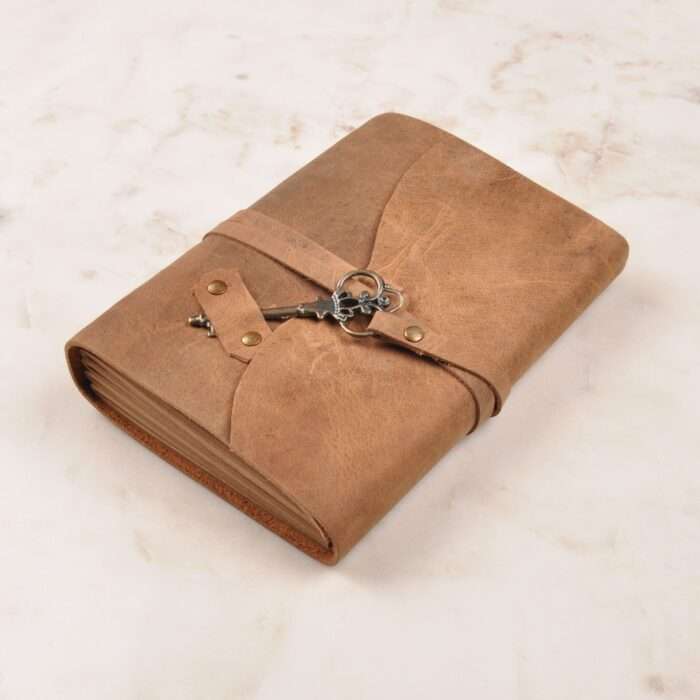 Antique Key Figured Leather Handmade Journal Notebook, Personalized Craft Rolling Paper, Gift for Her, Travel Notebook, Christmas Gift - Image 2